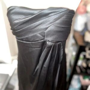 BLACK SATIN APRIL USA “SHAKIRA” RUCHED STRAPLESS OCCASION MINI DRESS SIZE L